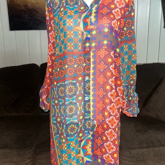 Multiples~Vintage Tunic Blouse Size Medium W/ Mandala Design (New W/Tags) - Picture 3 of 15